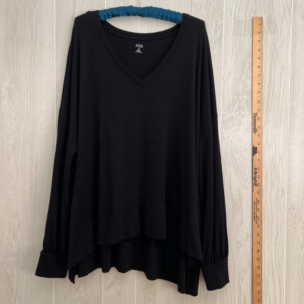 a.n.a Black Plus Size V-Neck Tunic Sweater 2x